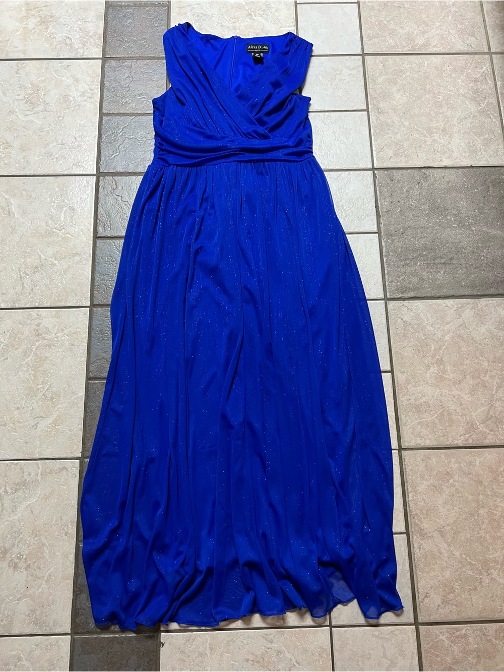Sleeveless Cobalt Blue Maxi Dress with Shimmer Detail
